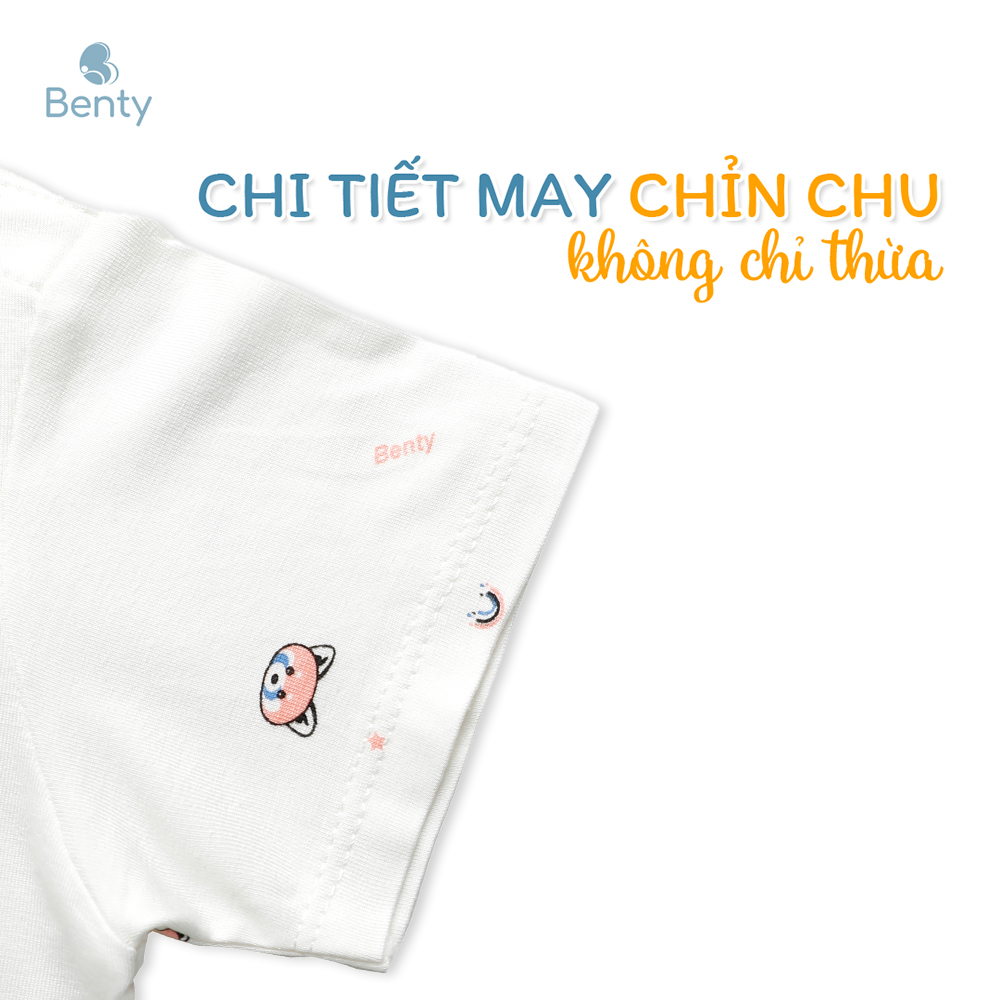 Mô tả Bộ cộc tay cài vai họa tiết hồng BENTY mềm mịn mát, đồ bộ chất cotton bé mặc thoải mái - 4