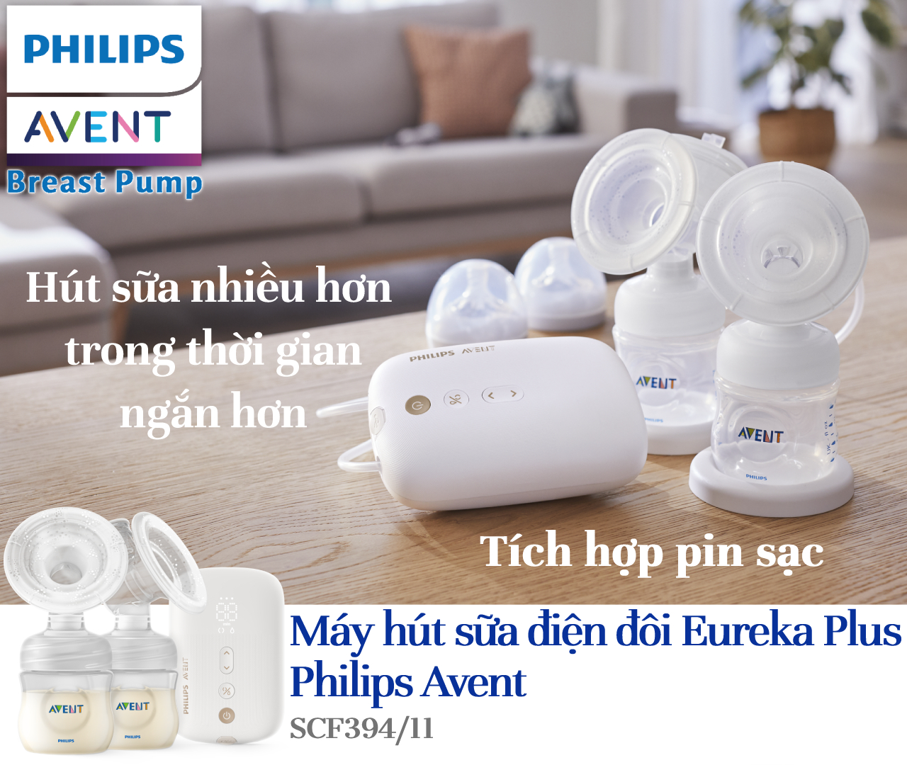 Mô tả Philips Avent máy hút sữa điện đôi SCF394/11 - 1
