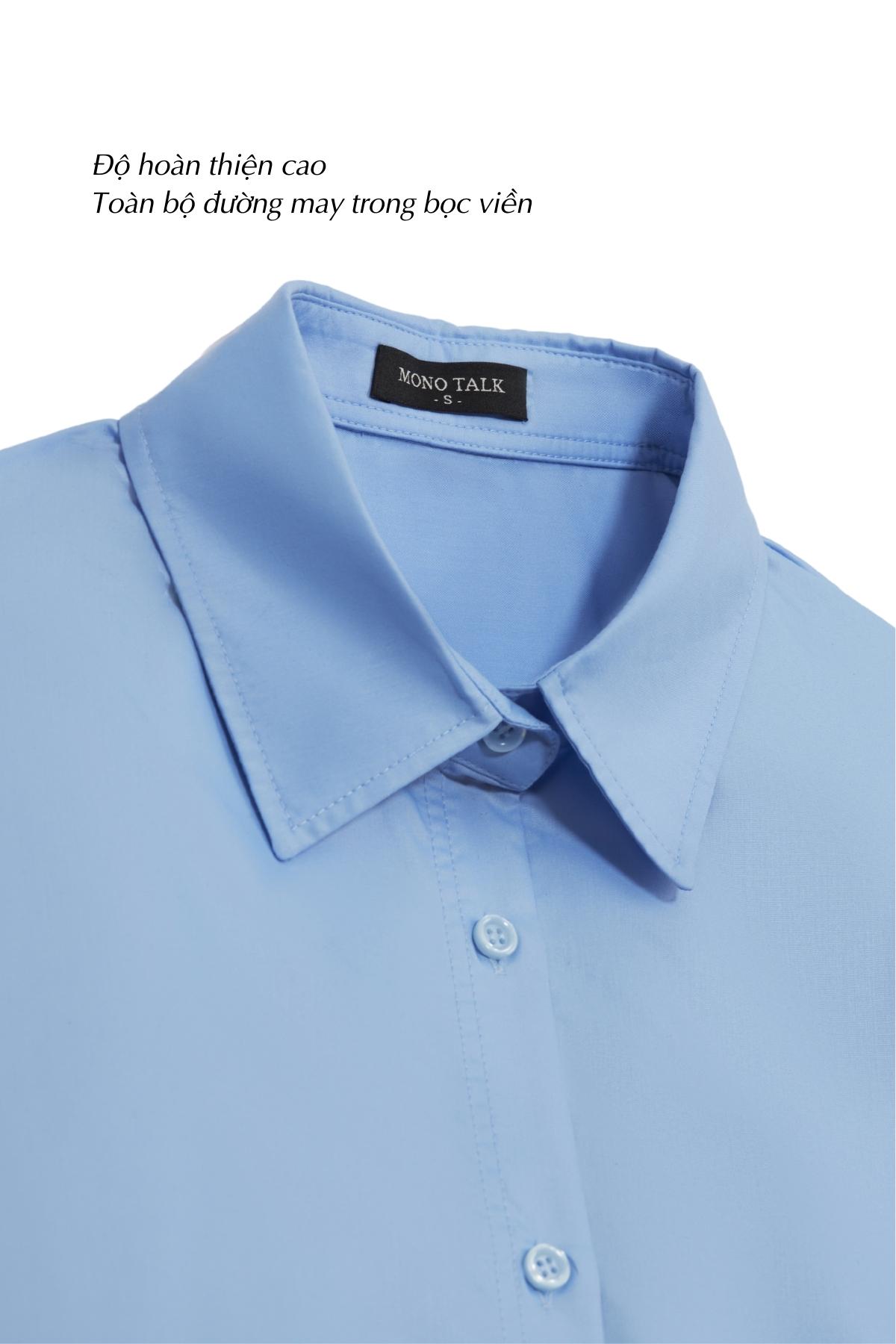 Mô tả Áo sơ mi oversized MONO TALK (xanh da trời) vải poplin hạn chế nhăn, mềm mát T10001FT - 3