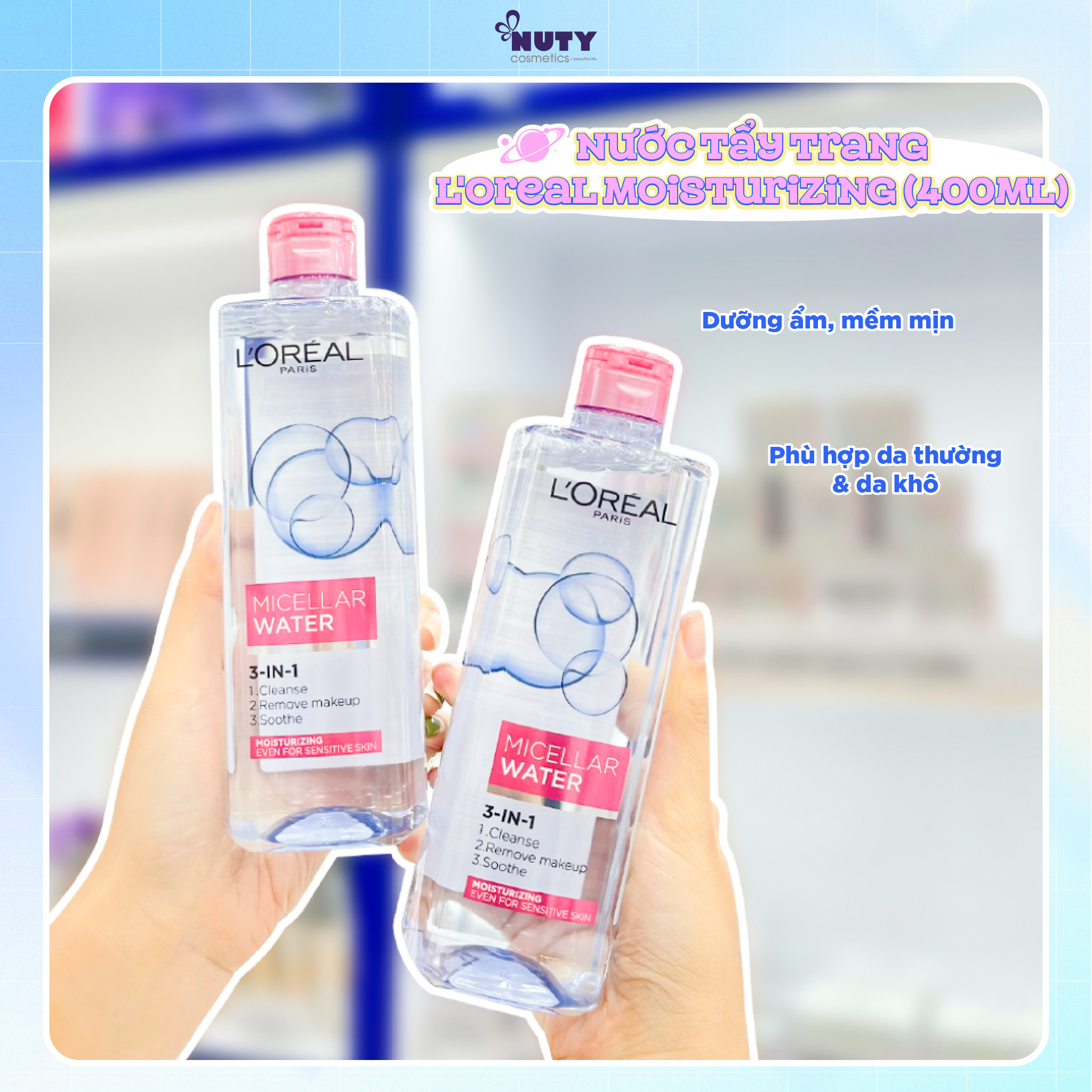 Mô tả Nước Tẩy Trang L’Oreal Micellar Water 3-in-1 (400ml) - 1