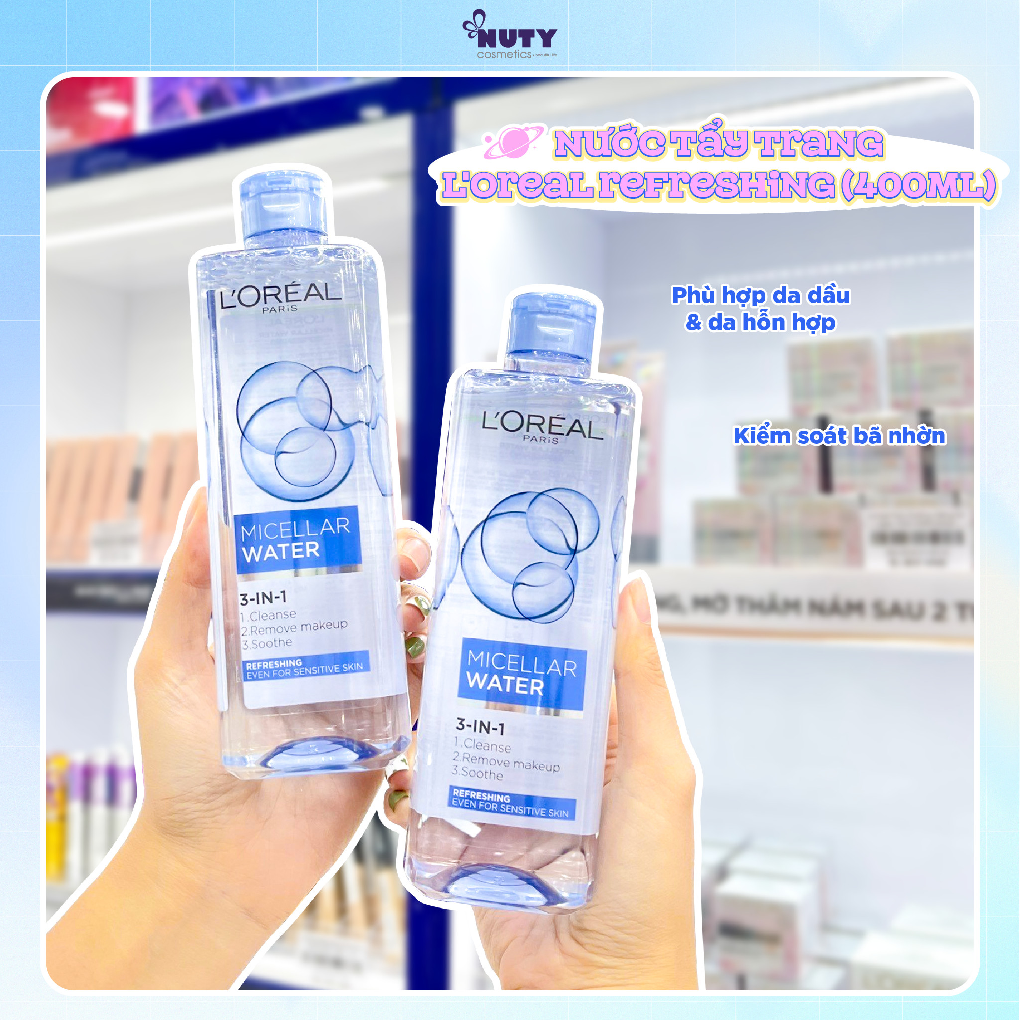 Mô tả Nước Tẩy Trang L’Oreal Micellar Water 3-in-1 (400ml) - 3