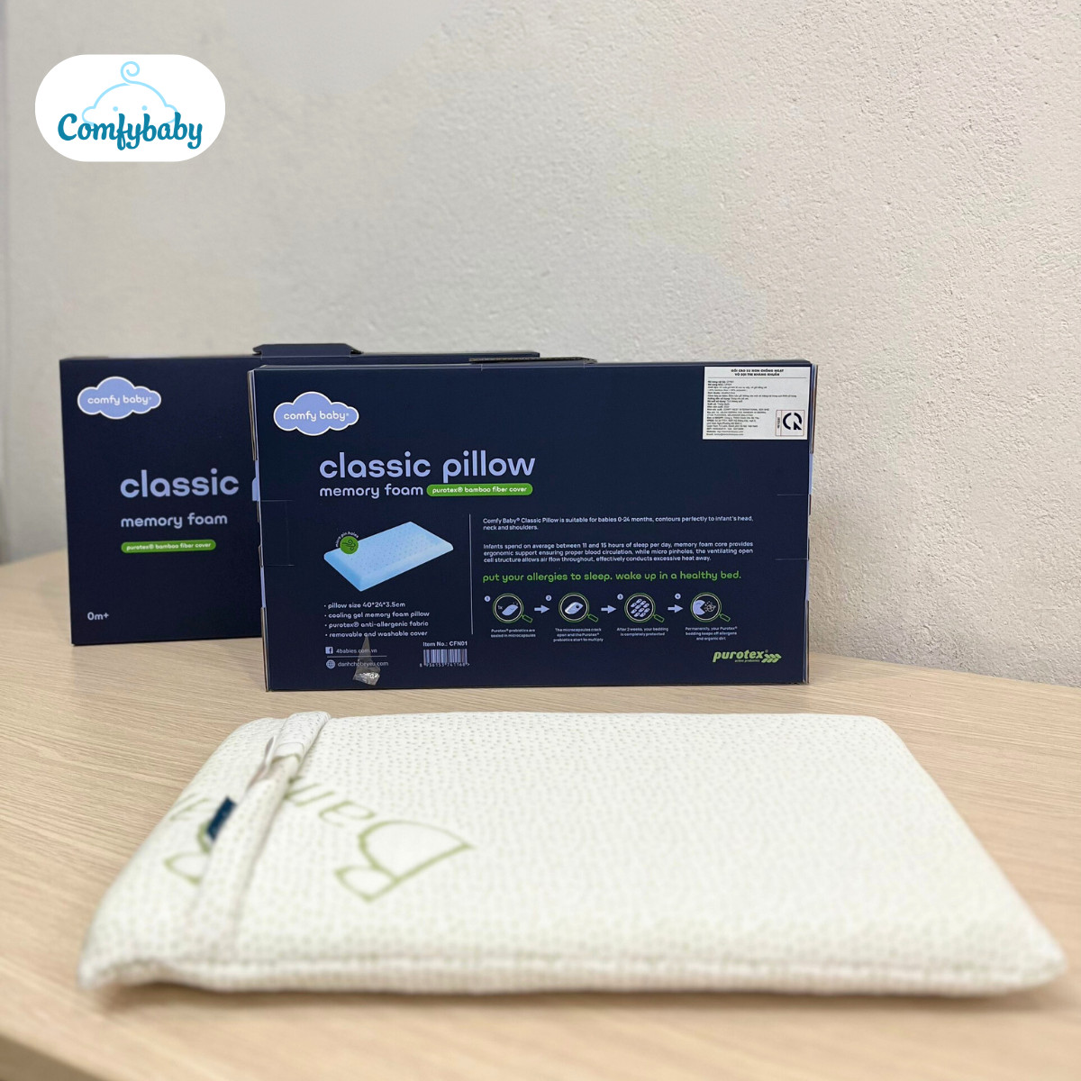 Mô tả Gối Memory Foam - Comfybaby cho bé organic tự nhiên mềm mại, thoáng mát, sử dụng từ 0 tháng tuổi - 11