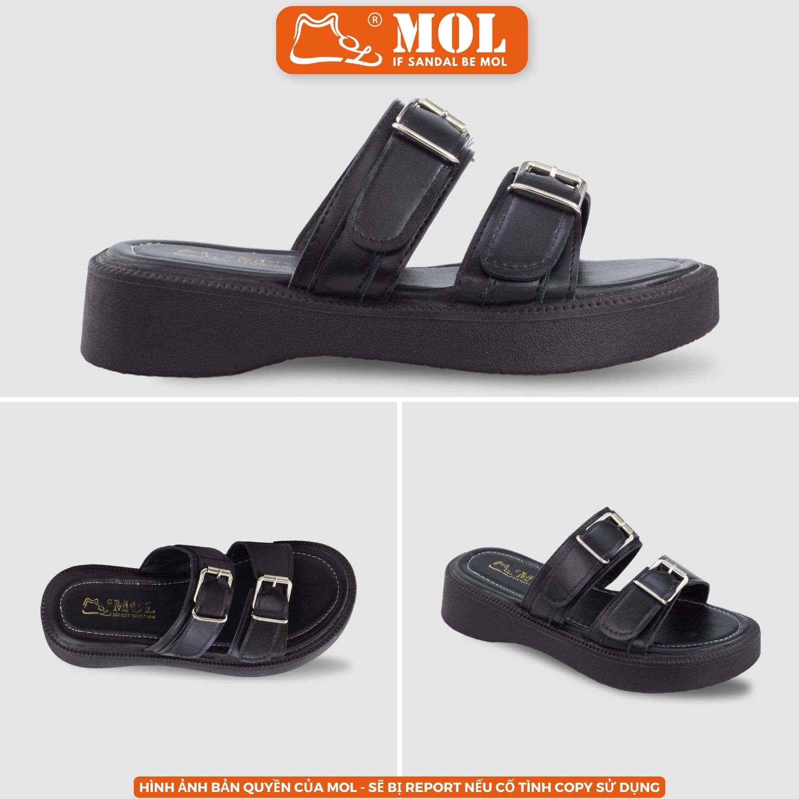 Mô tả Dép nữ 2 quai ngang đế bánh mì cao 4cm hiệu MOL HM1 hot trend - 2