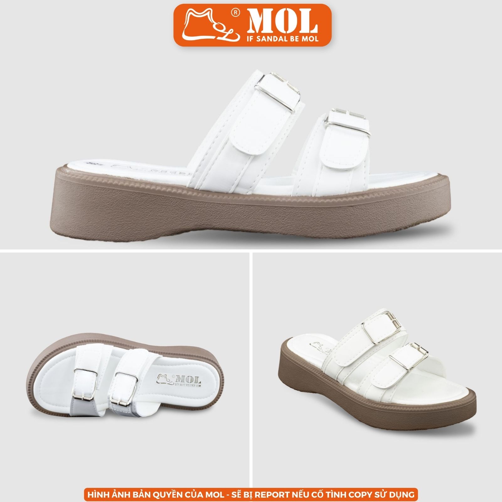 Mô tả Dép nữ 2 quai ngang đế bánh mì cao 4cm hiệu MOL HM1 hot trend - 3