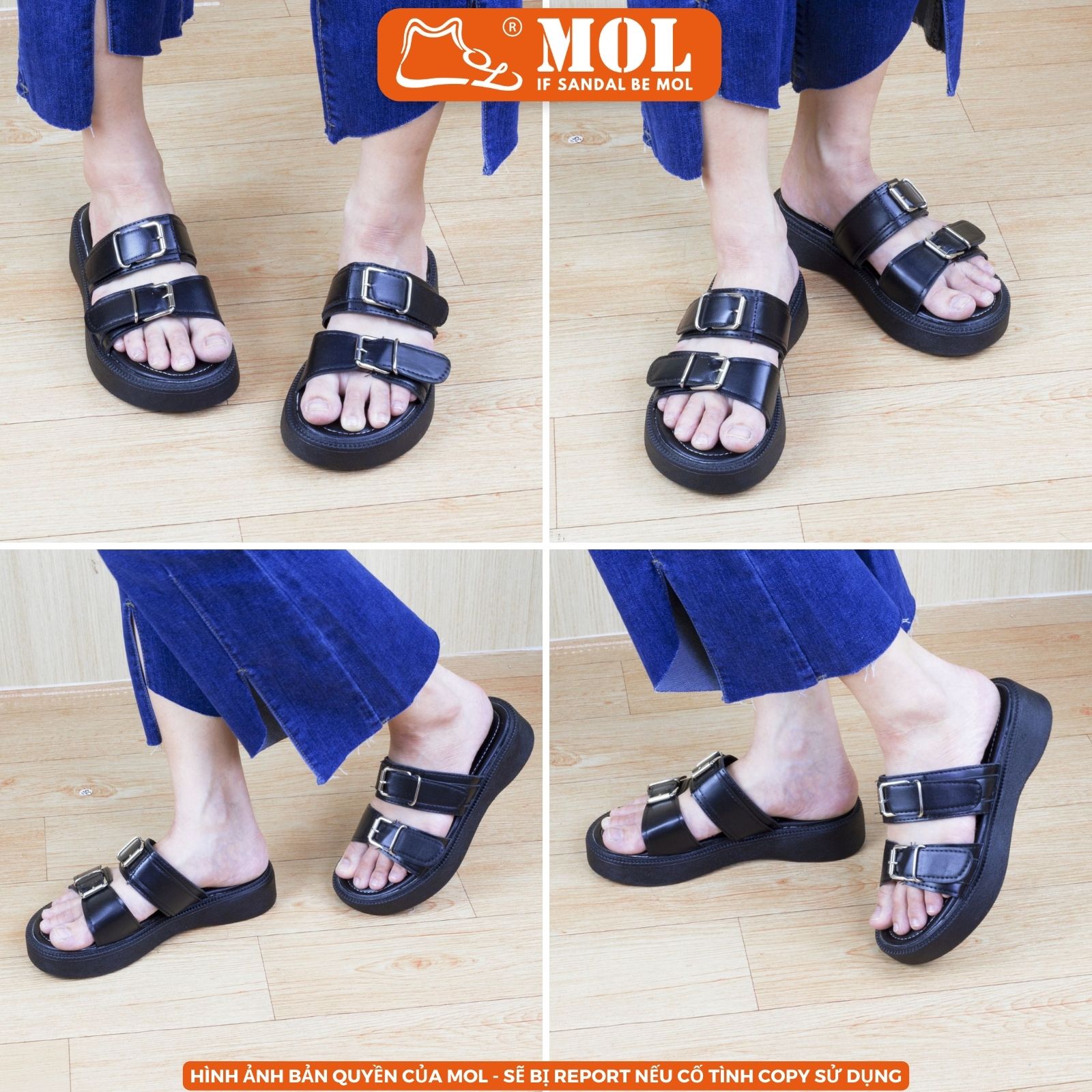Mô tả Dép nữ 2 quai ngang đế bánh mì cao 4cm hiệu MOL HM1 hot trend - 5