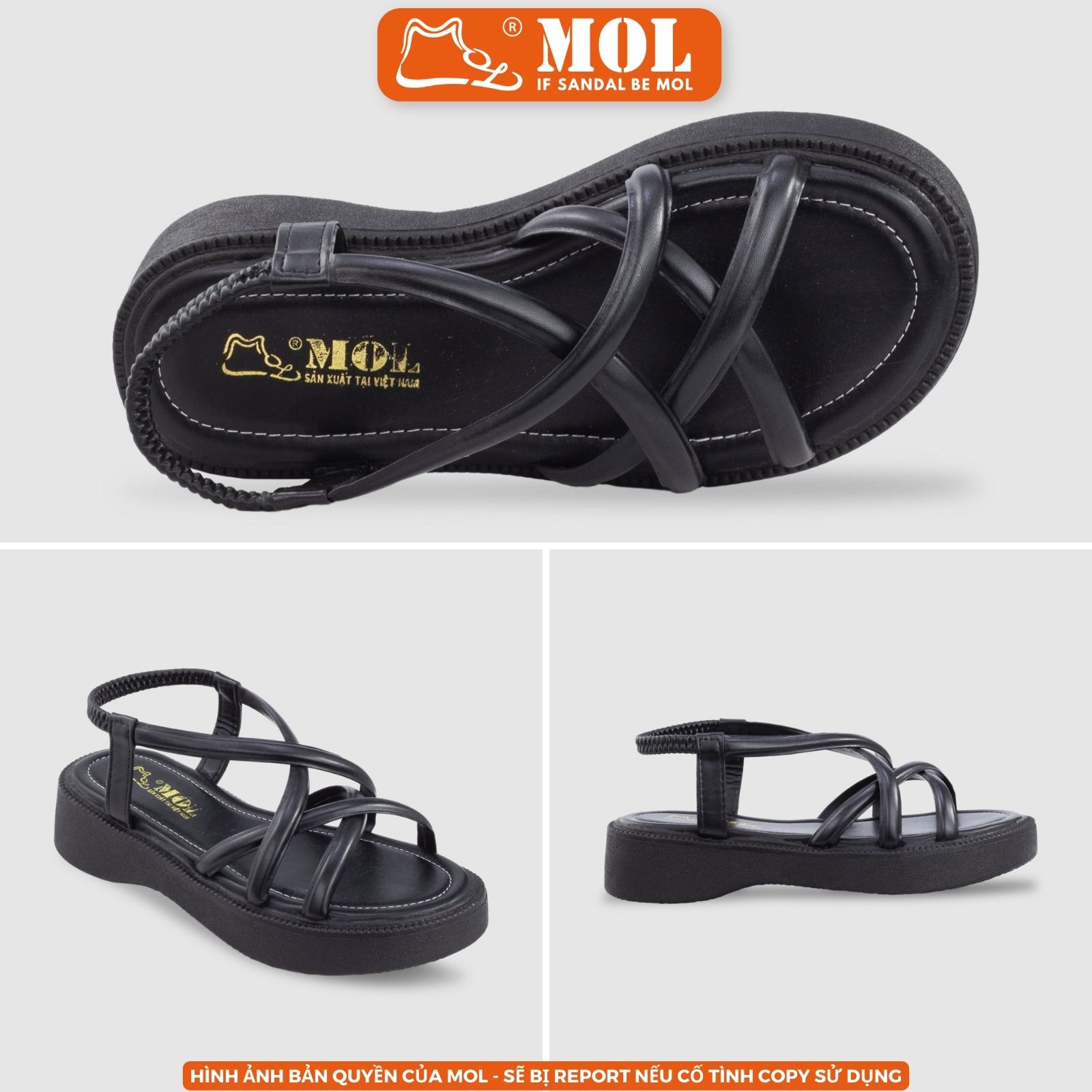 Mô tả Sandal nữ đế bánh mì cao 4cm quai chéo hiệu MOL HM11 - 4