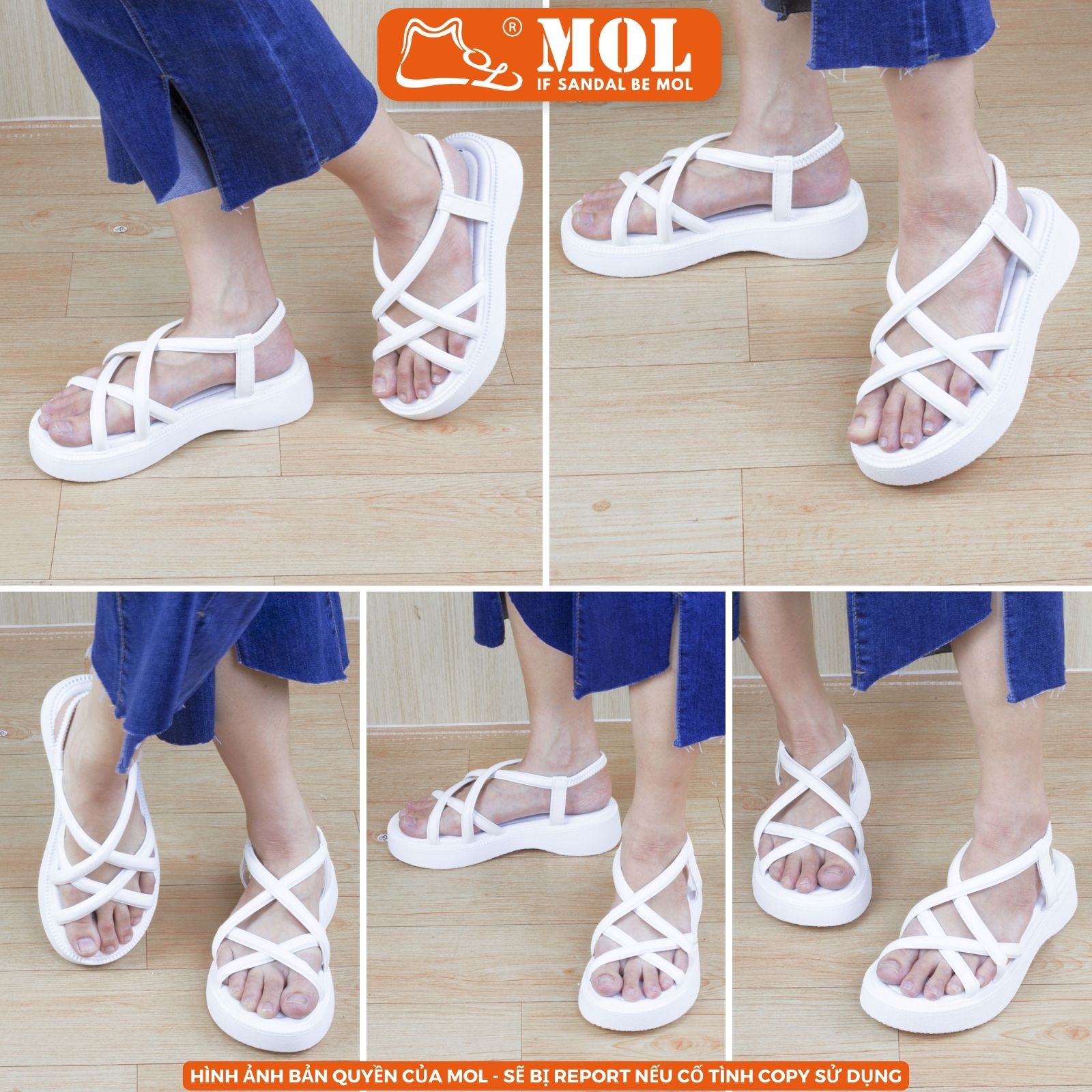 Mô tả Sandal nữ đế bánh mì cao 4cm quai chéo hiệu MOL HM11 - 7