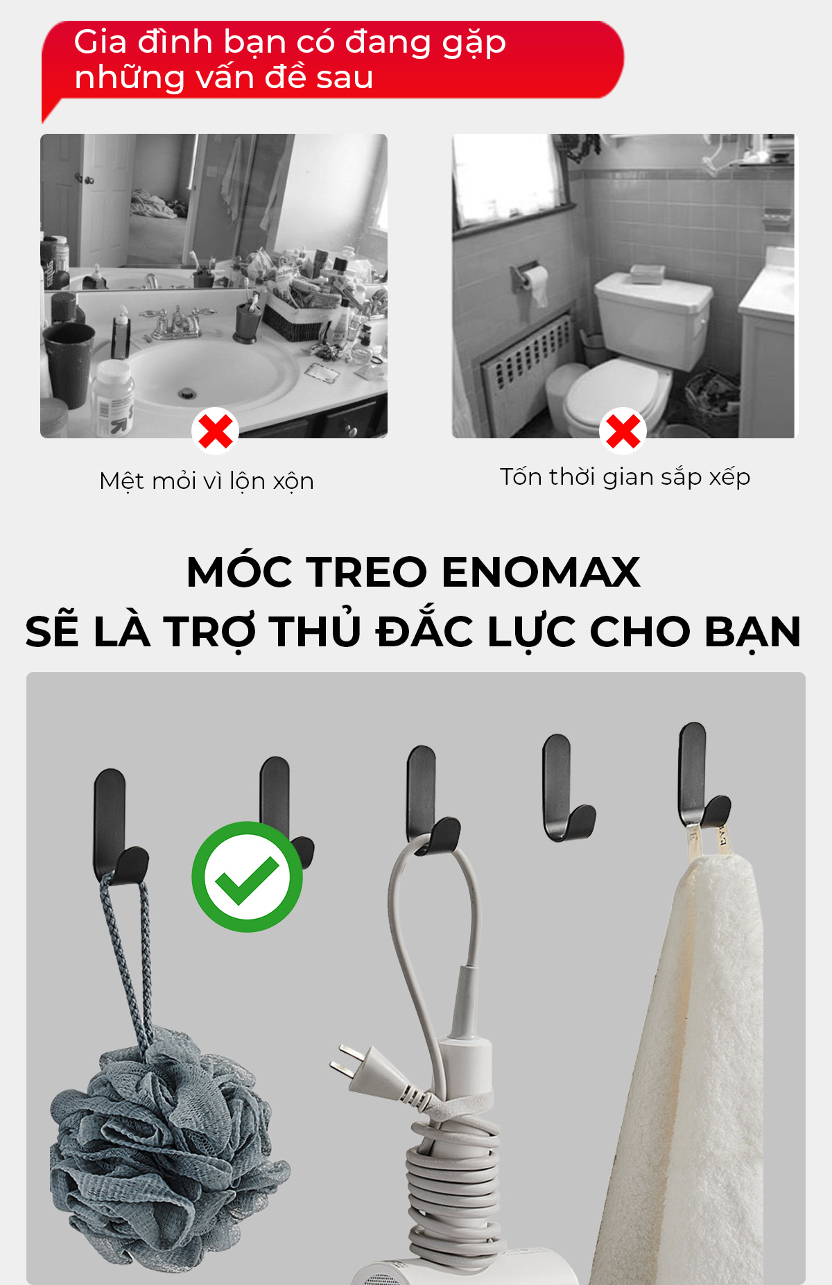 Móc Treo Đồ Dán Tường Enomax - Chịu lực