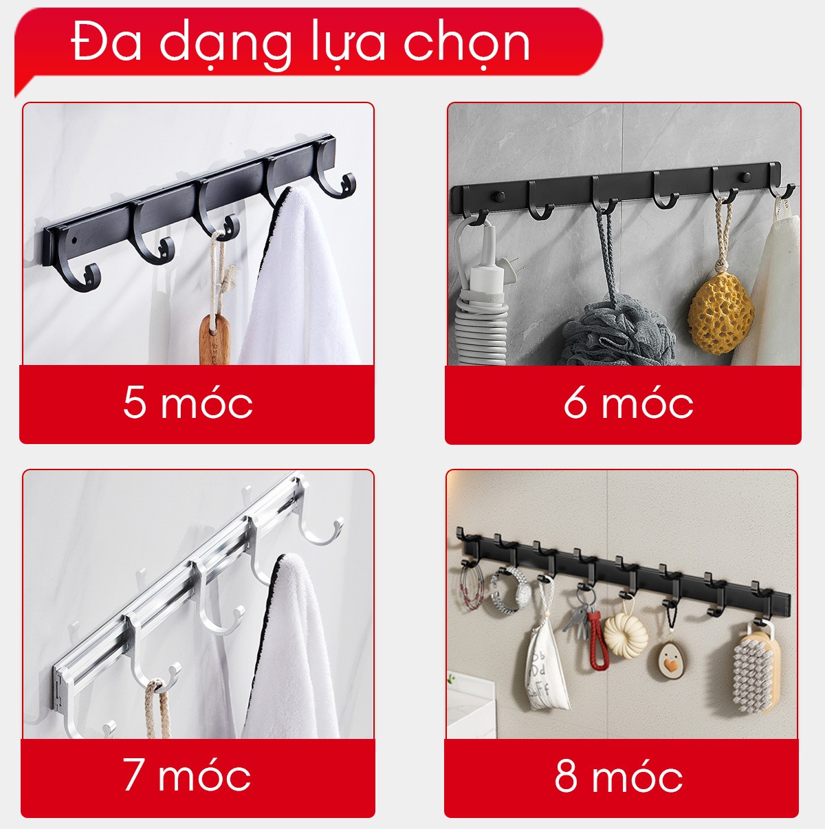 Móc treo Enomax màu đen, xám, bạc