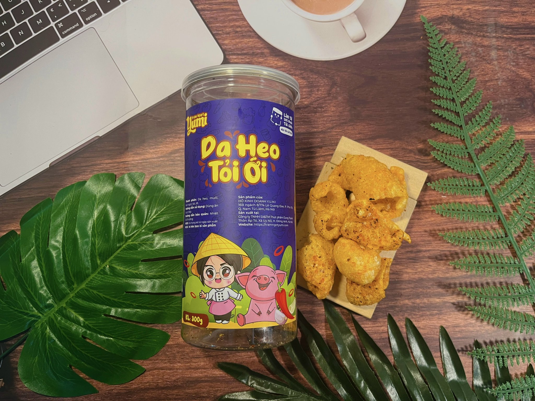 Mô tả Da heo tỏi ớt Trạm ngọt Yumi đồ ăn vặt thịt thơm ngon giòn rụm - 1