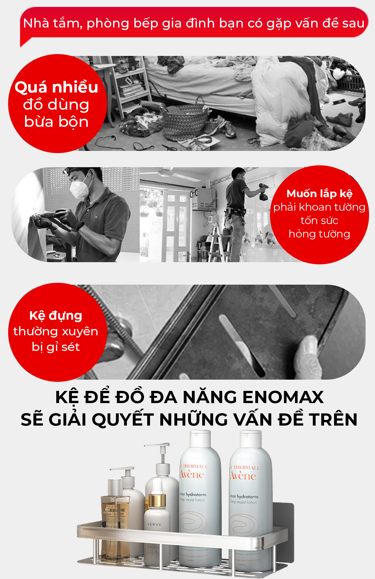 Kệ nhà tắm dán tường Enomax 2