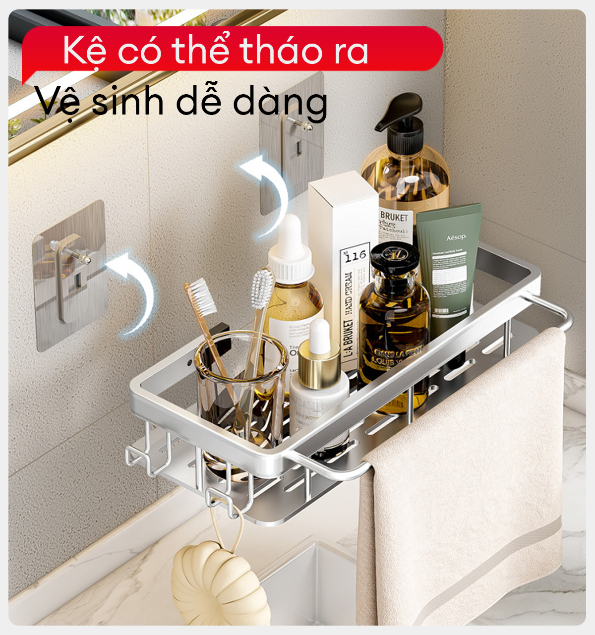 Kệ nhà tắm dán tường Enomax 4
