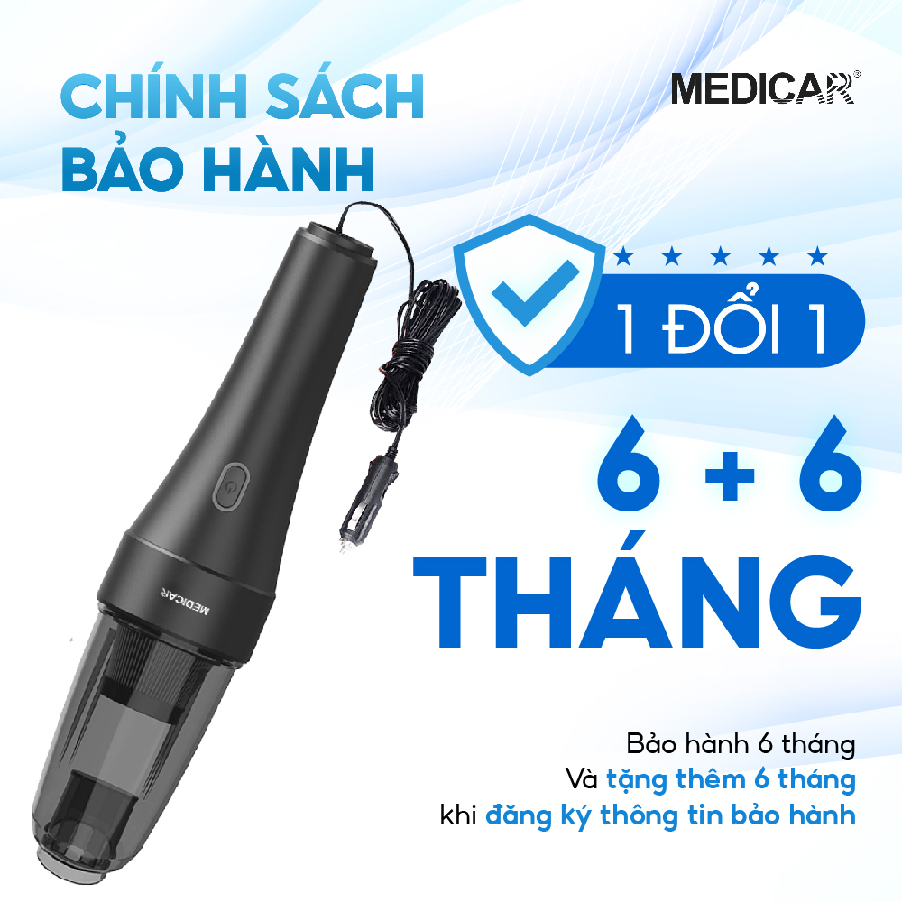 Mô tả Máy hút bụi ô tô cầm tay chuyên dụng Medicar, lực hút mạnh 6500PA, cắm vào tẩu sạc xe hơi, 3 đầu hút - 8