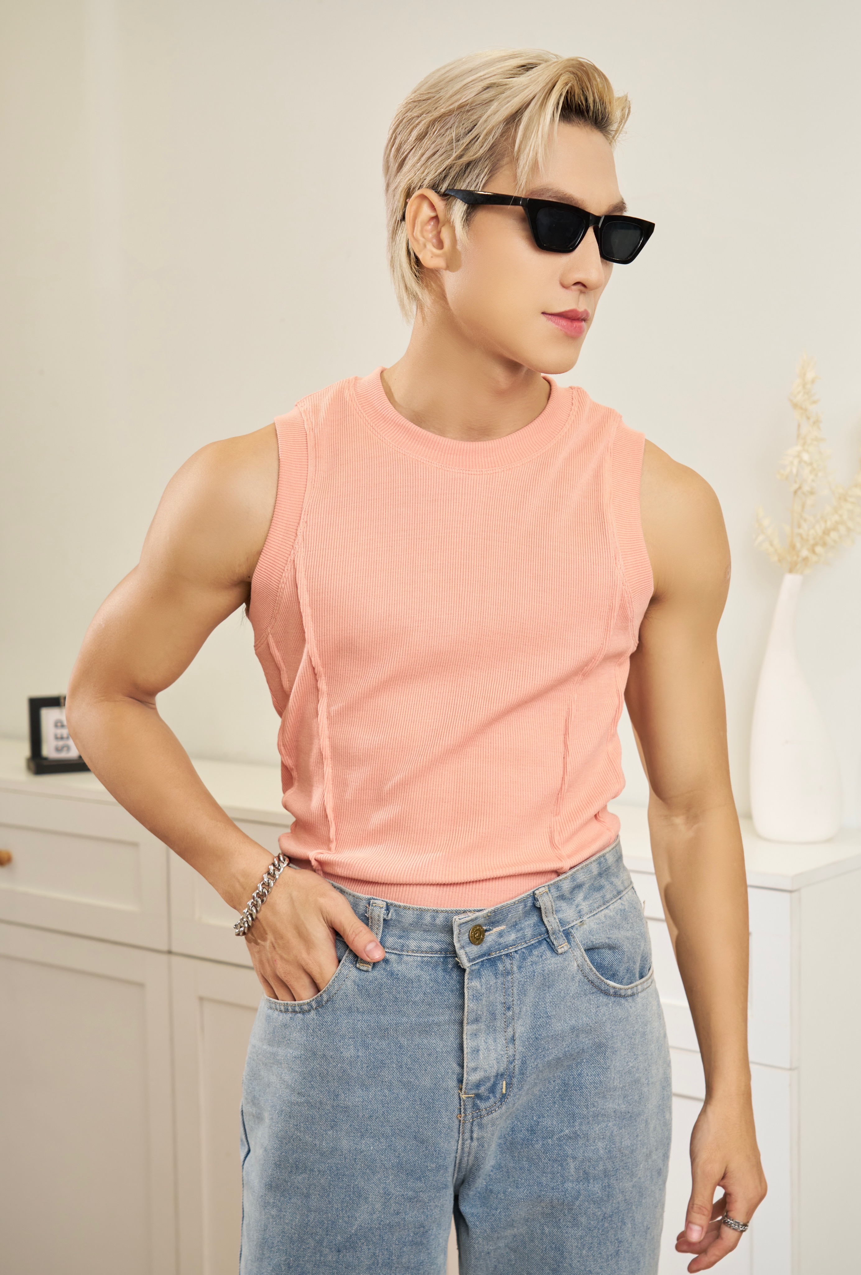 Mô tả Áo Thun Ba Lỗ Tanktop Cổ Tròn Xếp Ly Thun Gân Cao Cấp Form Body Thương Hiệu Mr Twins - 6