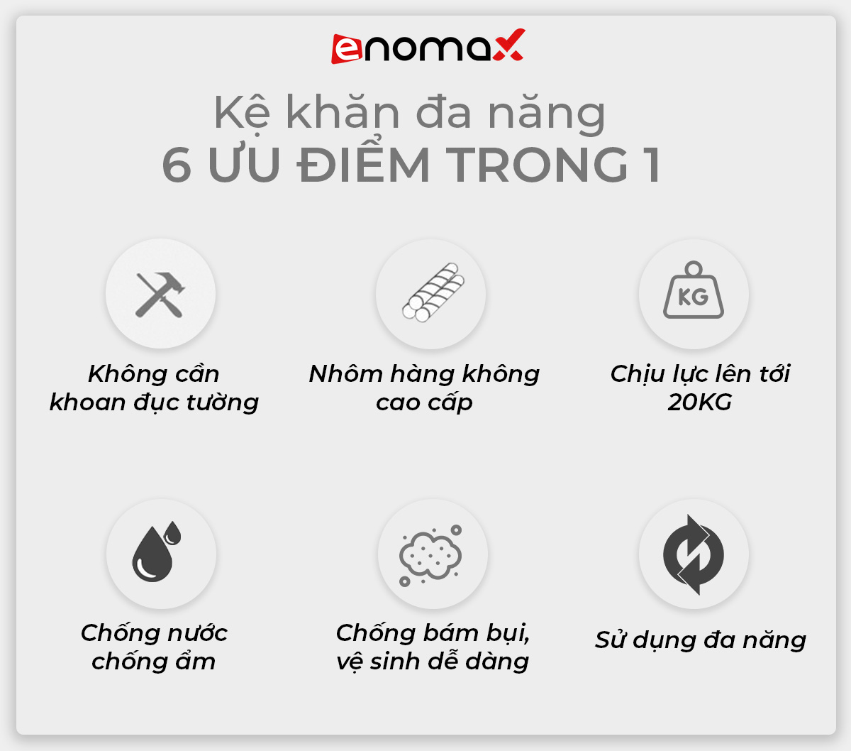 Giá treo khăn Enomax chất liệu nhôm hàng không