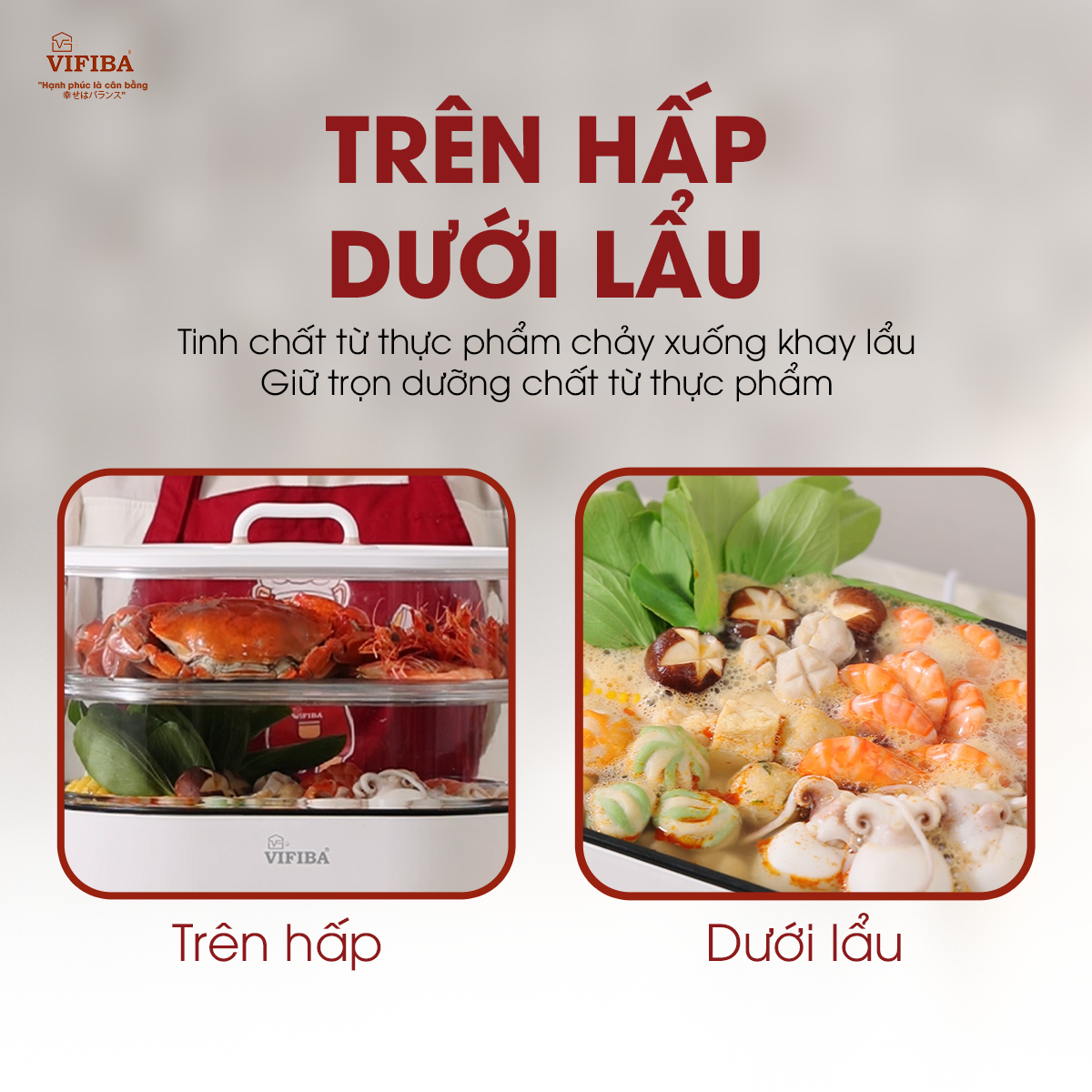 Mô tả Nồi Lẩu Điện Hấp 2 Tầng KACHI VIFIBA - NồI Vừa Nấu Lẩu Vừa Hấp - Công Suất 1000W, Dung Tích Nấu 15L - 4