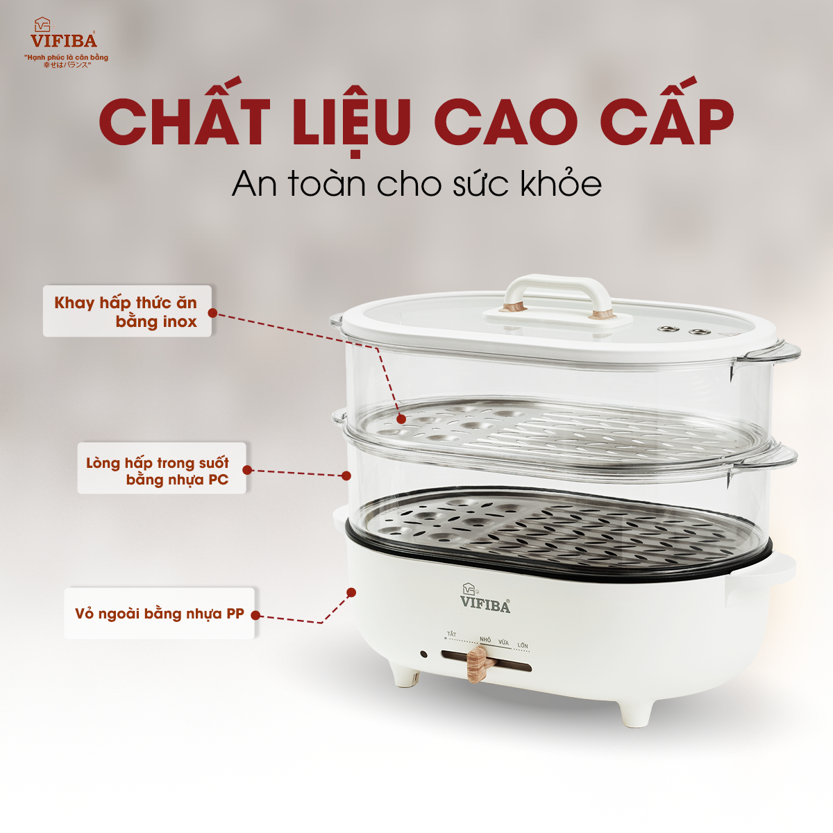 Nồi Lẩu Hấp Điện 2 Tầng VIFIBA - Đa năng