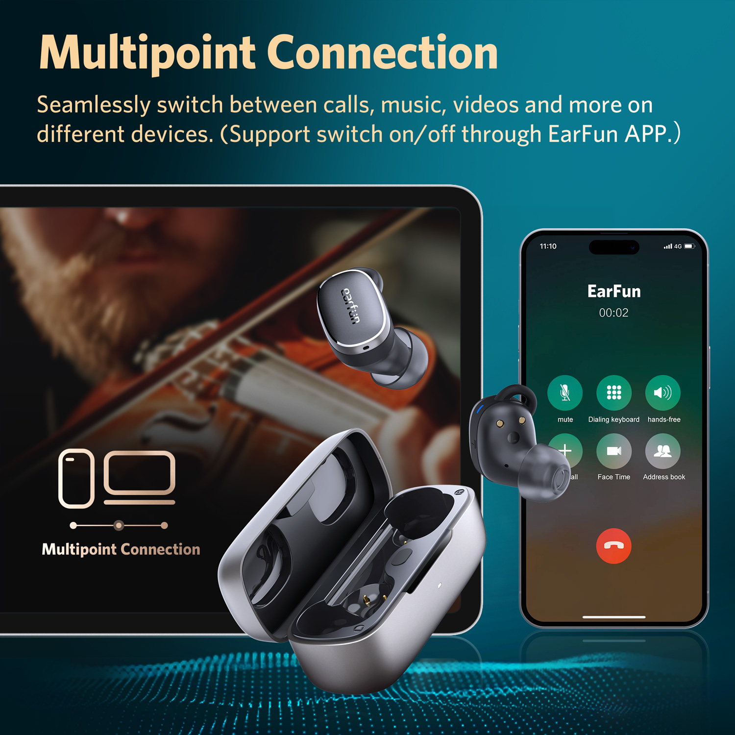Mô tả Tai nghe Bluetooth True Wireless EarFun Free Pro 3 Bluetooth 5.3 chống ồn ANC chip Qualcomm QCC3072 - 6