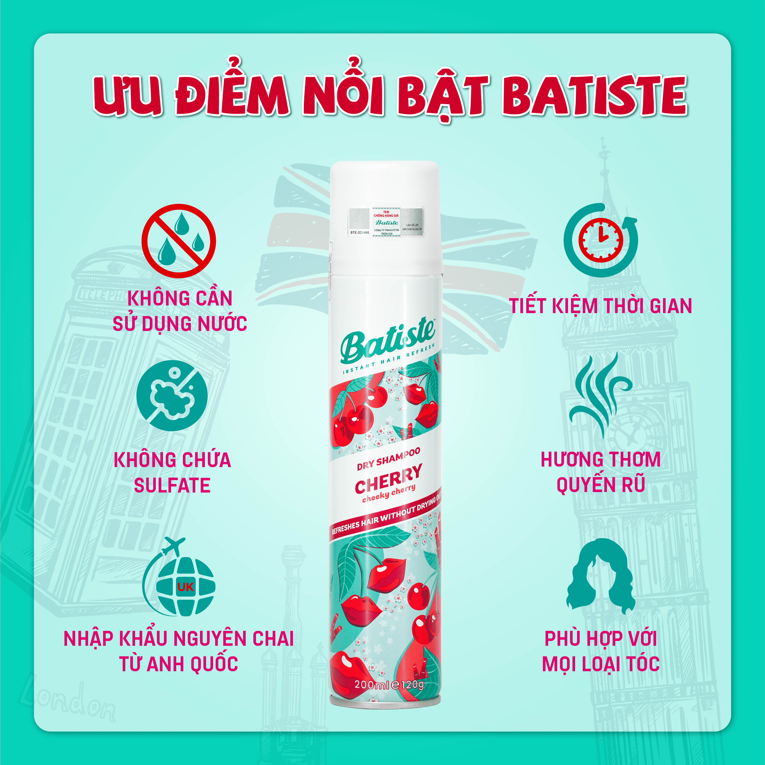 Mô tả Combo 2 Chai Dầu Gội Khô Chuyên Biệt Batiste Dry Shampoo 200ml Số 1 UK - Dành Cho Tóc Hư Tổn, Khô Xơ - 2