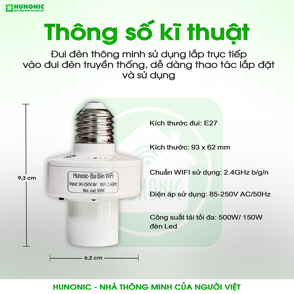 Các tính năng của đui đèn thông minh Hunonic