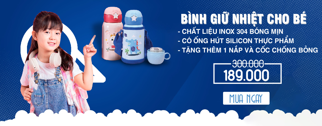 Mô tả Bình nước cho bé có ống hút giữ nhiệt nóng lạnh 24h Yeahcook - 1