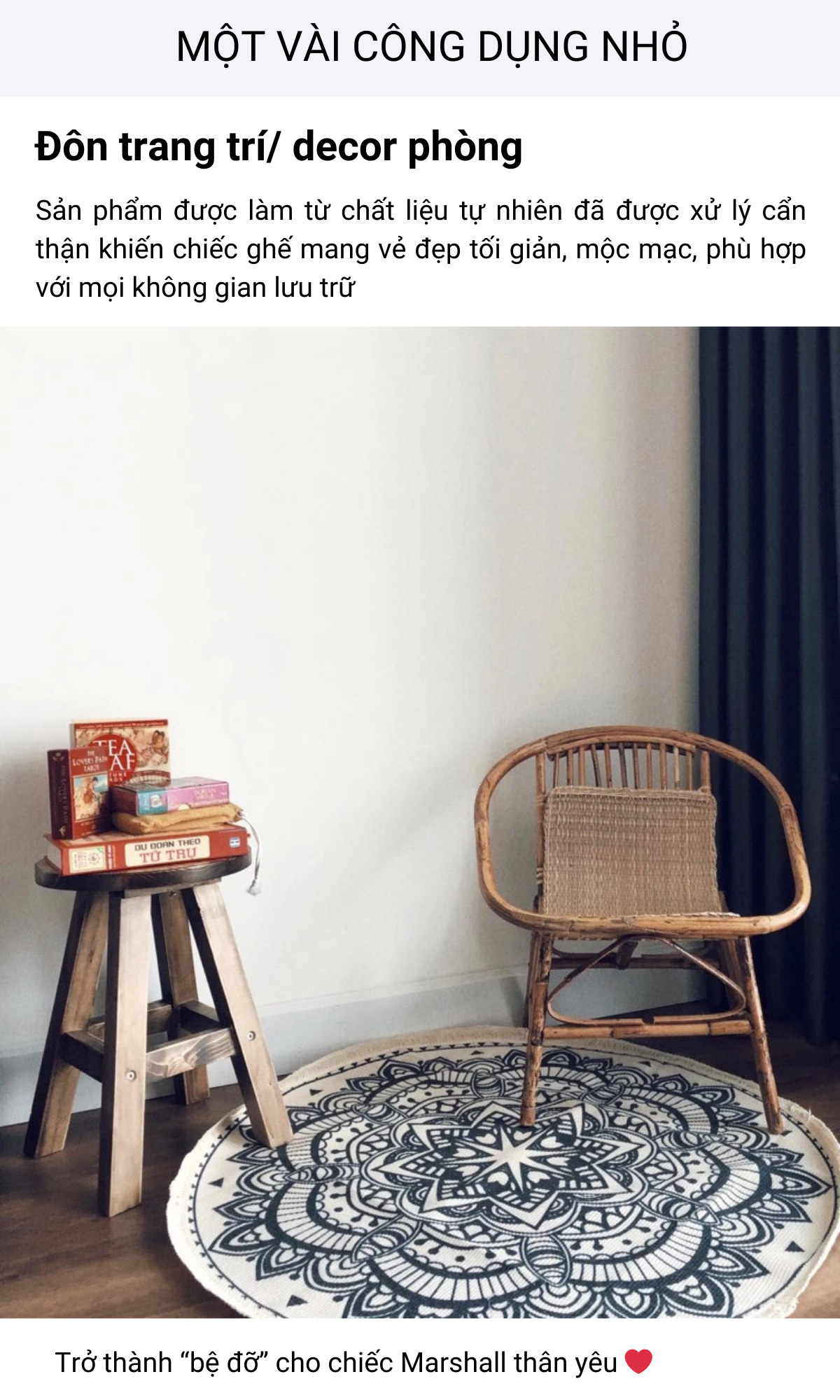 Mô tả Ghế đôn tròn gỗ thông FEGO cao 45cm phù hợp với bàn ăn và làm việc - 7