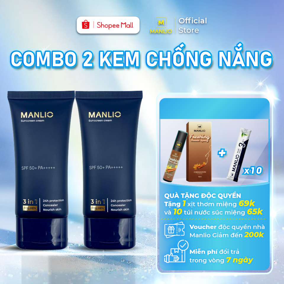 [Combo] 2 Kem chống nắng cho nam nâng tone, kiềm dầu, chống ánh sáng ...