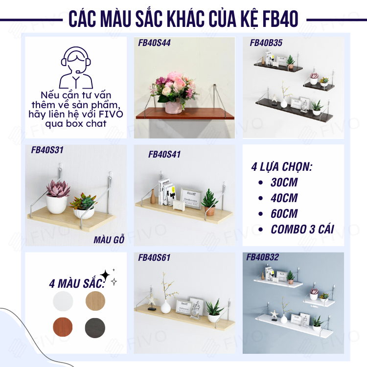 Mô tả Kệ Sách Gỗ Treo Tường Trang Trí Decor FB40 FIVO Không Cần Khoan,Tặng Kèm Đinh Và Móc Treo Inox, Dễ Dàng Gắn Lên Tường - 9