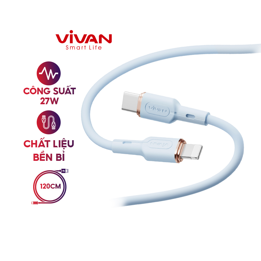 Mô tả Cáp Sạc Nhanh VIVAN VSCL120S/ VSCC120S (Type C to Lin/Type C to Type C) 120cm, Silicon Mềm Dẻo Chống Xoắn Nứt Gãy - 1