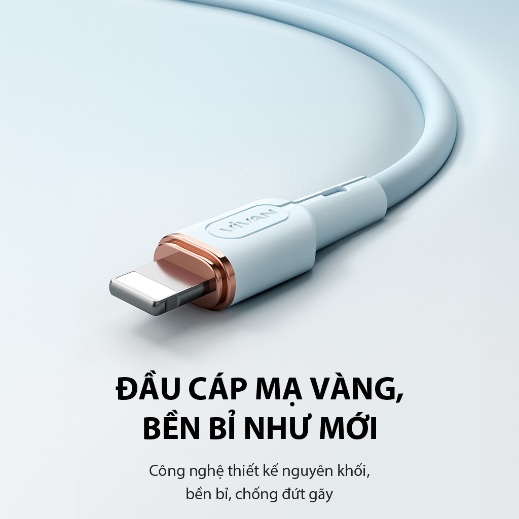 Mô tả Cáp Sạc Nhanh VIVAN VSCL120S/ VSCC120S (Type C to Lin/Type C to Type C) 120cm, Silicon Mềm Dẻo Chống Xoắn Nứt Gãy - 3