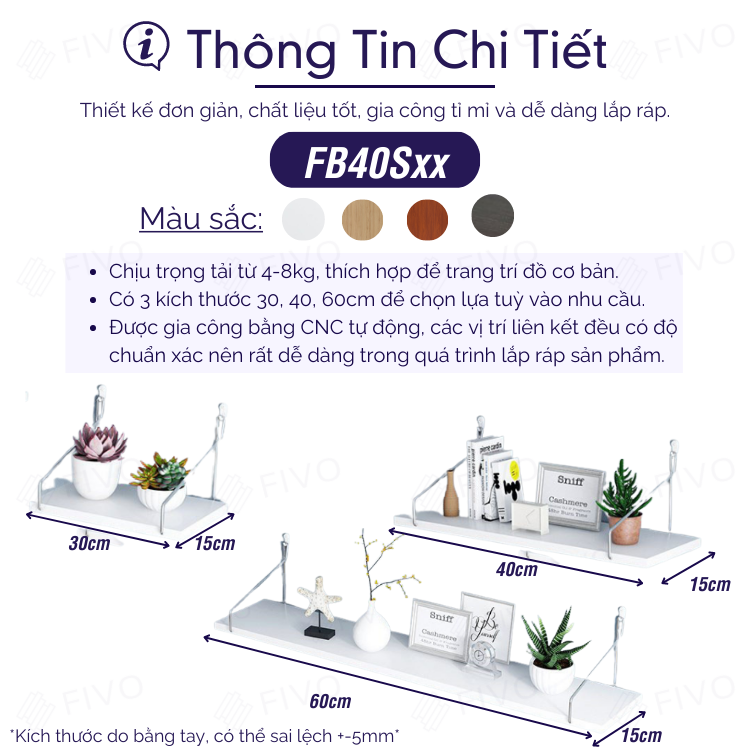 Cách lắp đặt Kệ Sách Gỗ Treo Tường FB40 FIVO