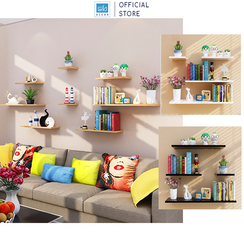 Mô tả Set 4 Kệ Gỗ Treo Tường Thanh Ngang SIB Decor Trang Trí Phòng Khách Góc Làm Việc - KT001-2346 - 2