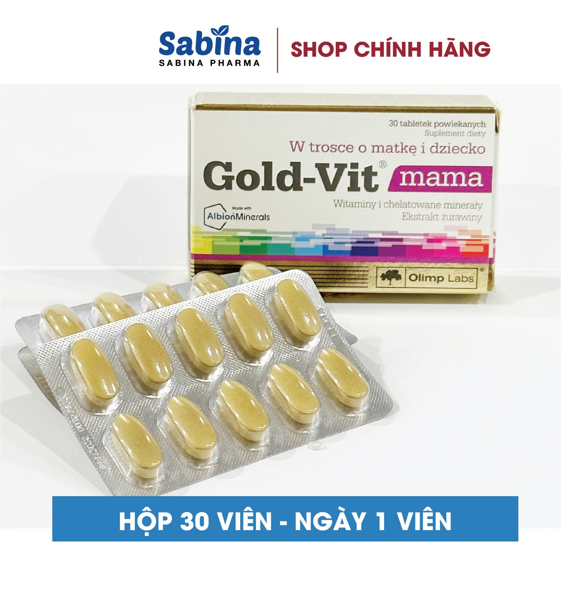 Mô tả Gold-Vit® Mama .Thực phẩm bảo vệ sức khỏe bổ sung Vitamin và khoángchất cho mẹ bầu và mẹ sau sinh. 30 viên/h (Olimp Labs - 1