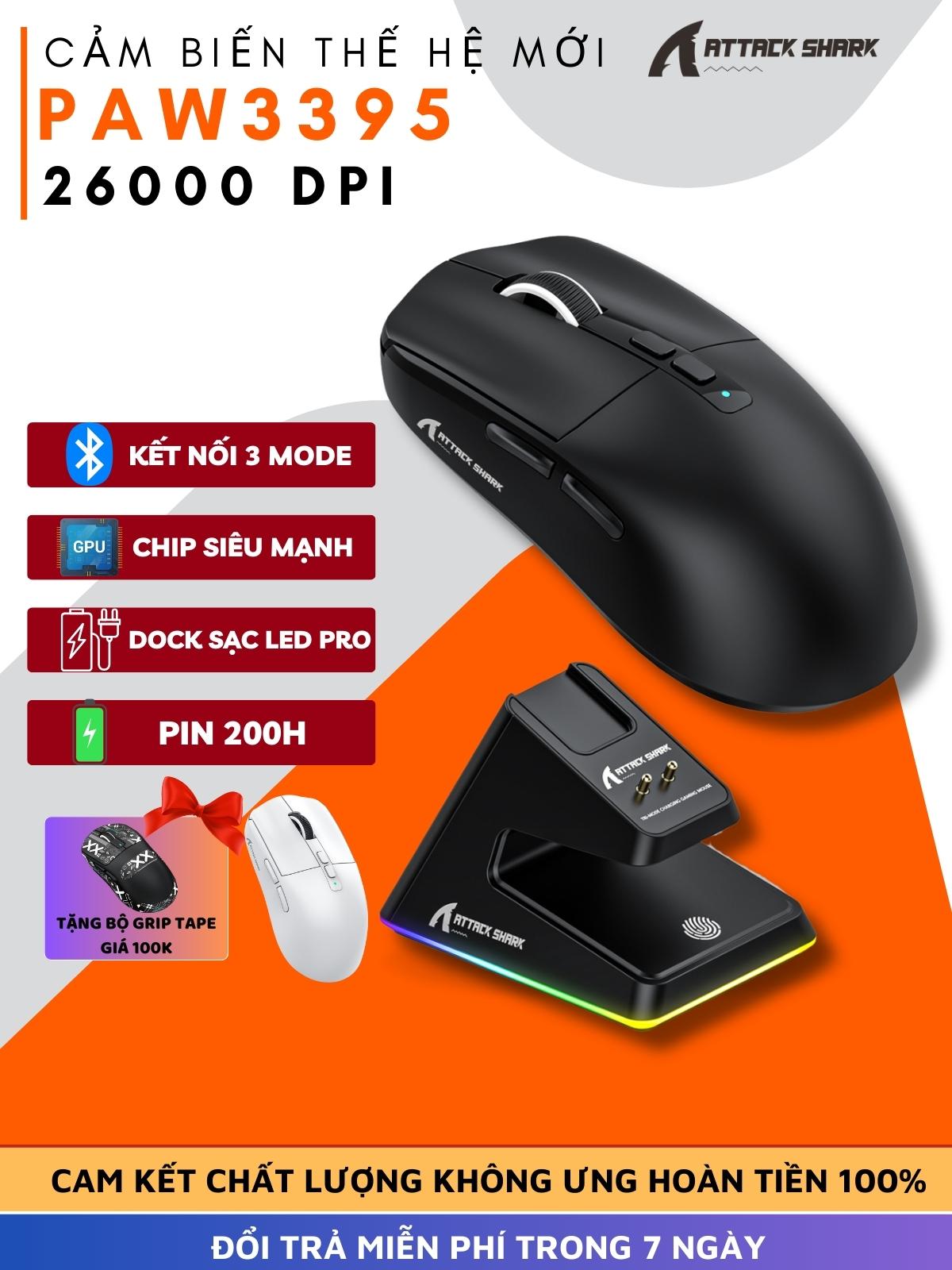 Chuột Bluetooth Không Dây Attack Shark X6 3 Mode, Siêu Chip