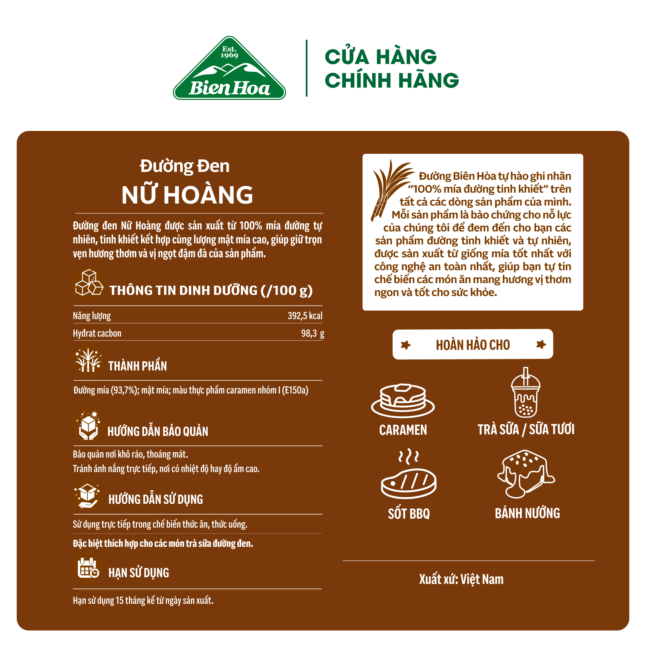 Mô tả Đường đen nữ hoàng Biên Hòa 1kg/túi - 3