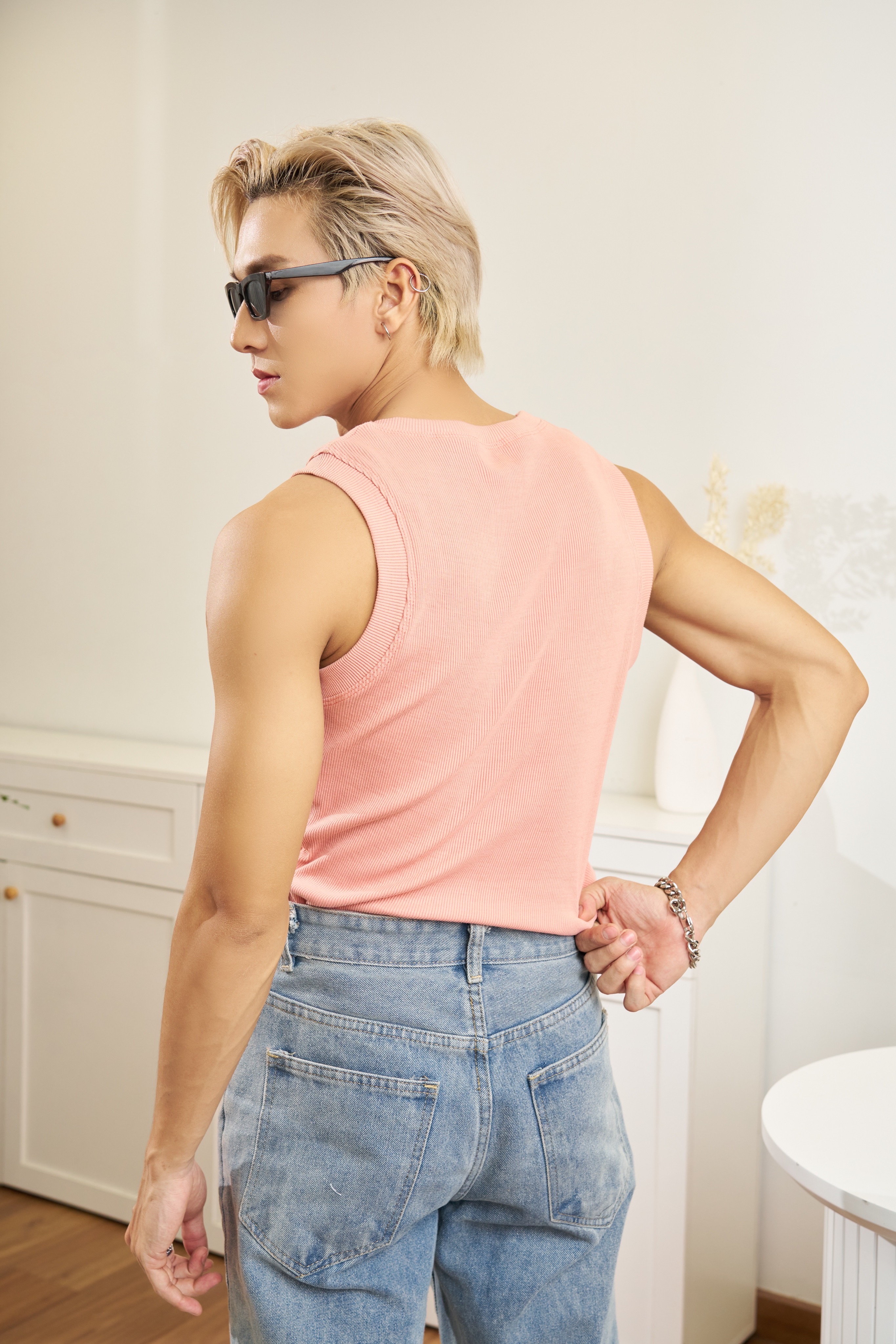 Mô tả Áo Thun Ba Lỗ Tanktop Cổ Vuông Xếp Ly Thun Gân Cao Cấp Form Body Thương Hiệu Mr Twins - 2