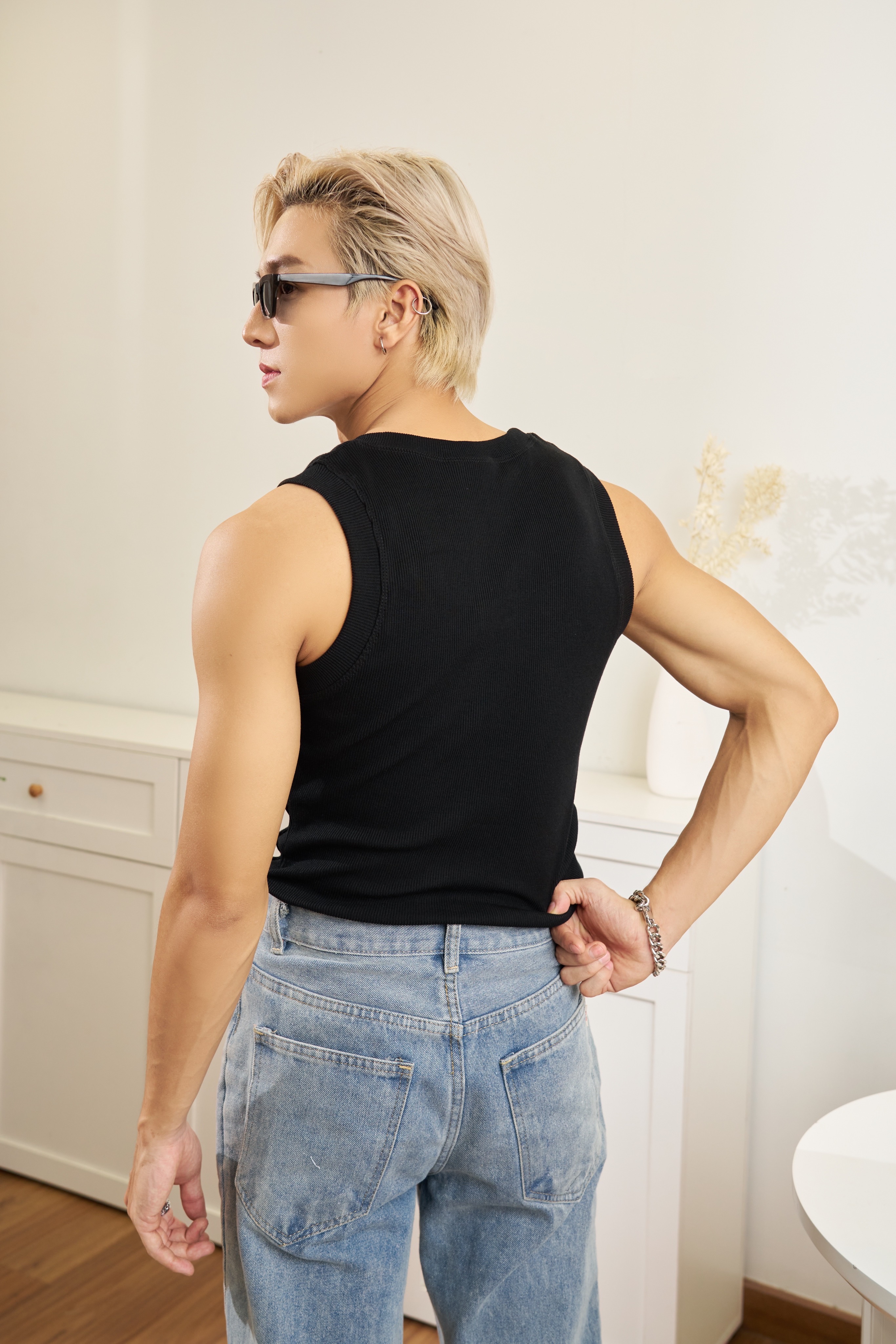 Mô tả Áo Thun Ba Lỗ Tanktop Cổ Vuông Xếp Ly Thun Gân Cao Cấp Form Body Thương Hiệu Mr Twins - 7
