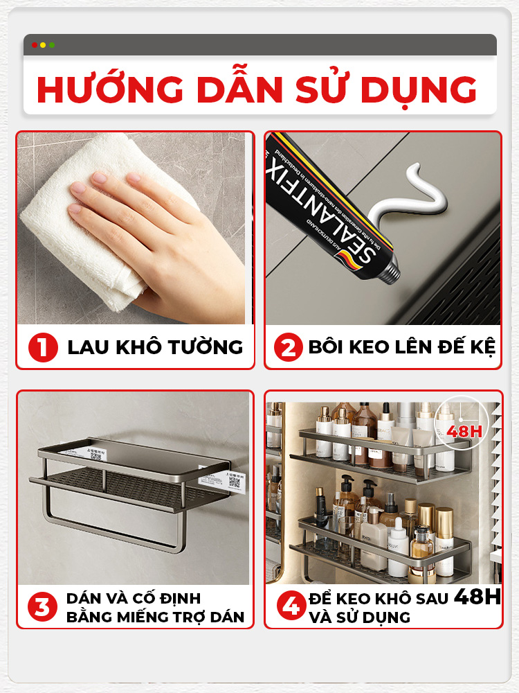 Lắp đặt kệ Enomax không khoan đục
