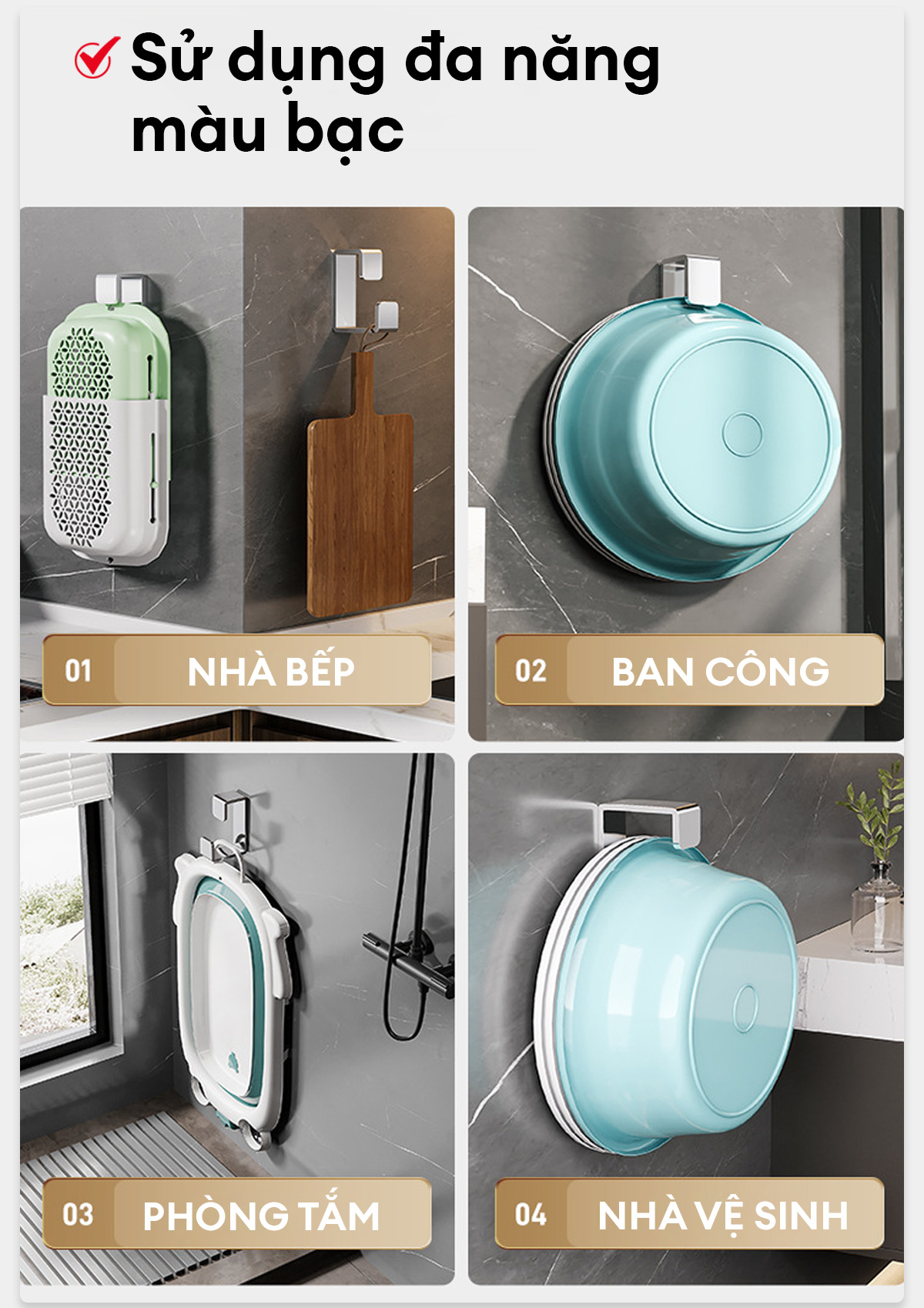 Mô tả Móc treo chậu dán tường Enomax, chịu lực tốt, chất liệu nhôm hàng không, chống gỉ sét - bảo hành 10 năm (Eno 0118) - 6