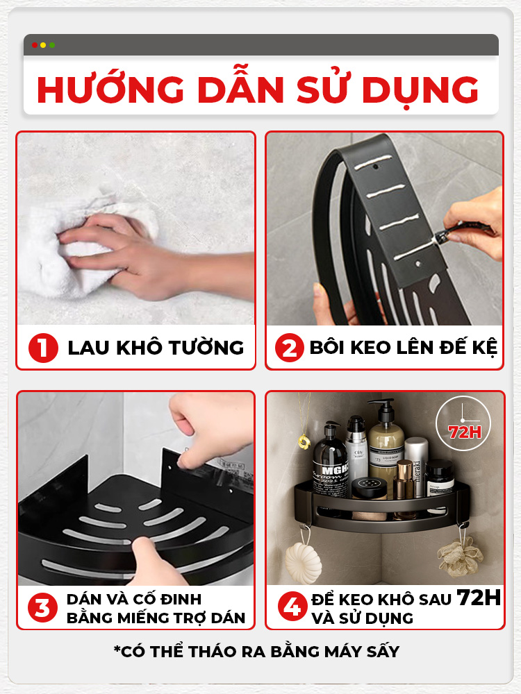 Kệ góc nhà tắm Enomax - Chi tiết 6