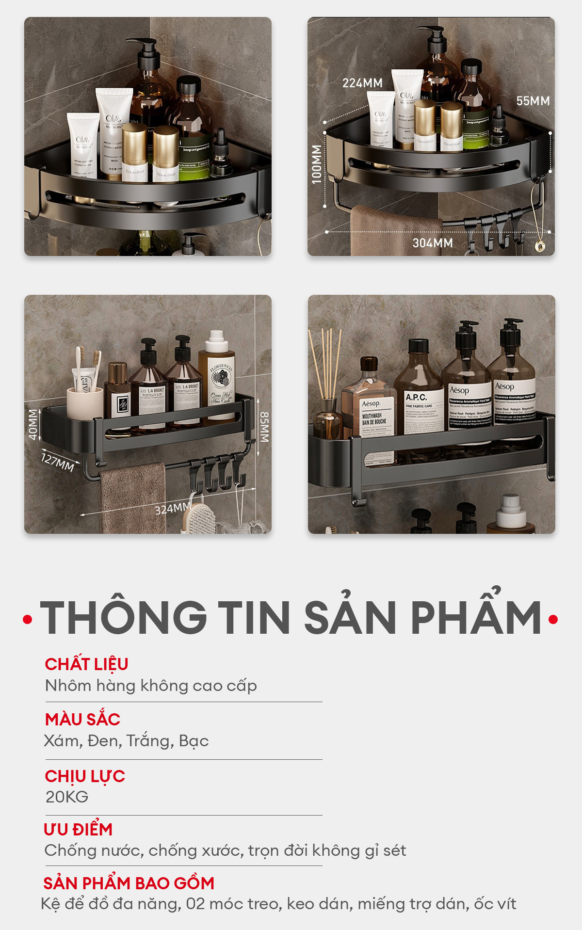 Kệ góc nhà tắm Enomax - Chi tiết 4