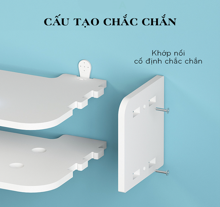 Mô tả Kệ wifi treo tường 2 tầng IGA không cần khoan để đầu thu kỹ thuật số, remote điện thoại - IG407 / IG411 - 5