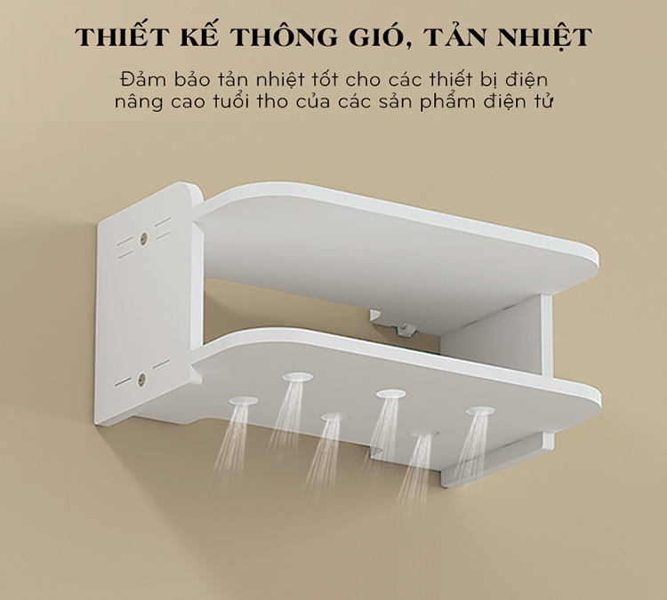Mô tả Kệ wifi treo tường 2 tầng IGA không cần khoan để đầu thu kỹ thuật số, remote điện thoại - IG407 / IG411 - 7