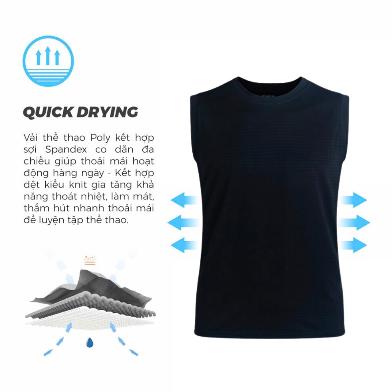 Mô tả Áo thun ba lỗ nam Gấu 194 vải thun mè co dãn 4 chiều, áo thể thao - gym - bóng đá, from slim fit - MÈ NGANG BL - 8