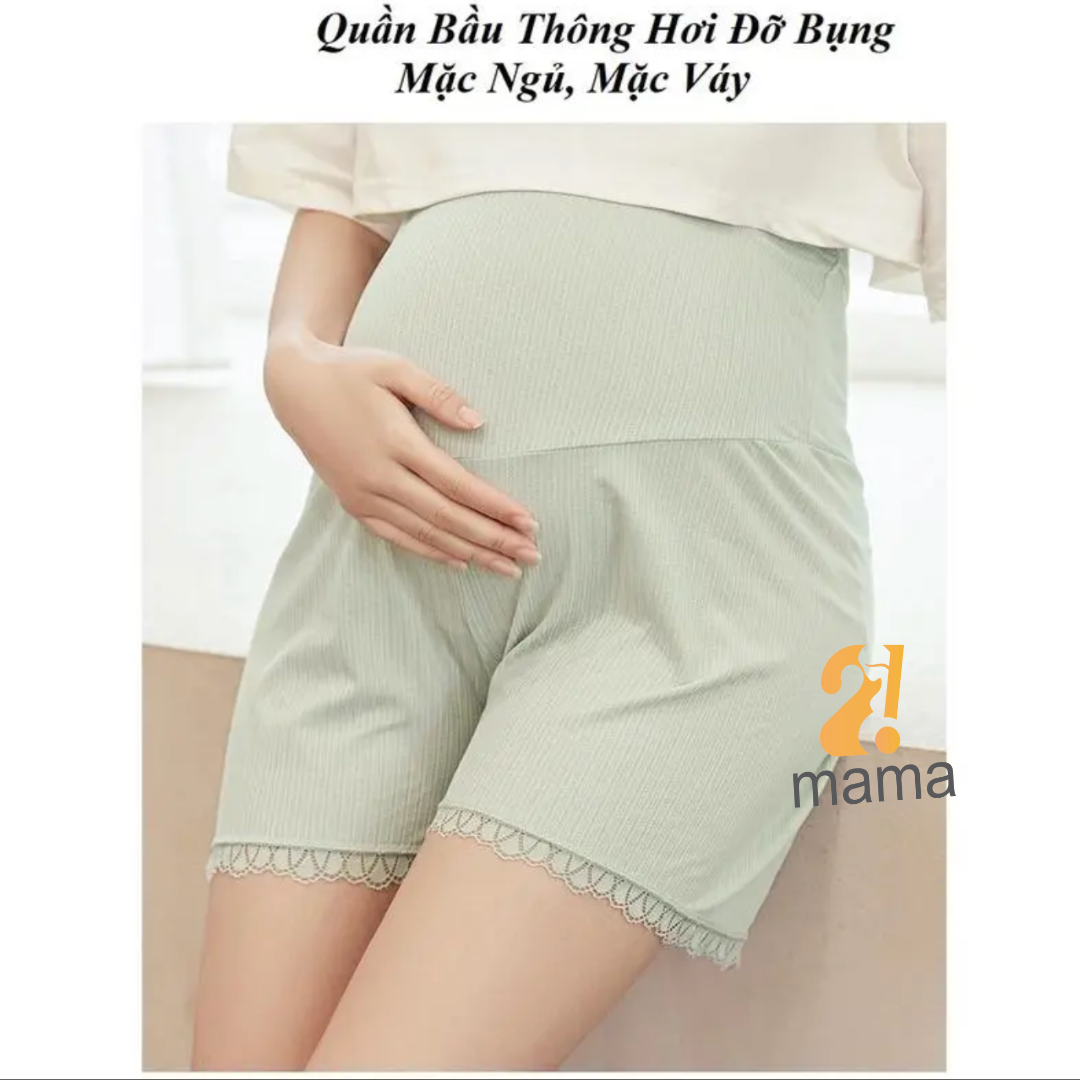Mô tả Quần đùi bầu vải lụa 2mama mặc ngủ và mặc trong váy, có chun điều chỉnh, kháng khuẩn, viền ren sang trọng, mát mẻ - 1