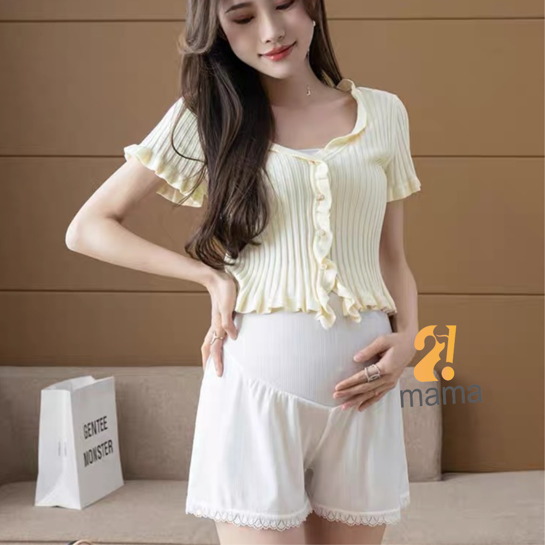 Mô tả Quần đùi bầu vải lụa 2mama mặc ngủ và mặc trong váy, có chun điều chỉnh, kháng khuẩn, viền ren sang trọng, mát mẻ - 2