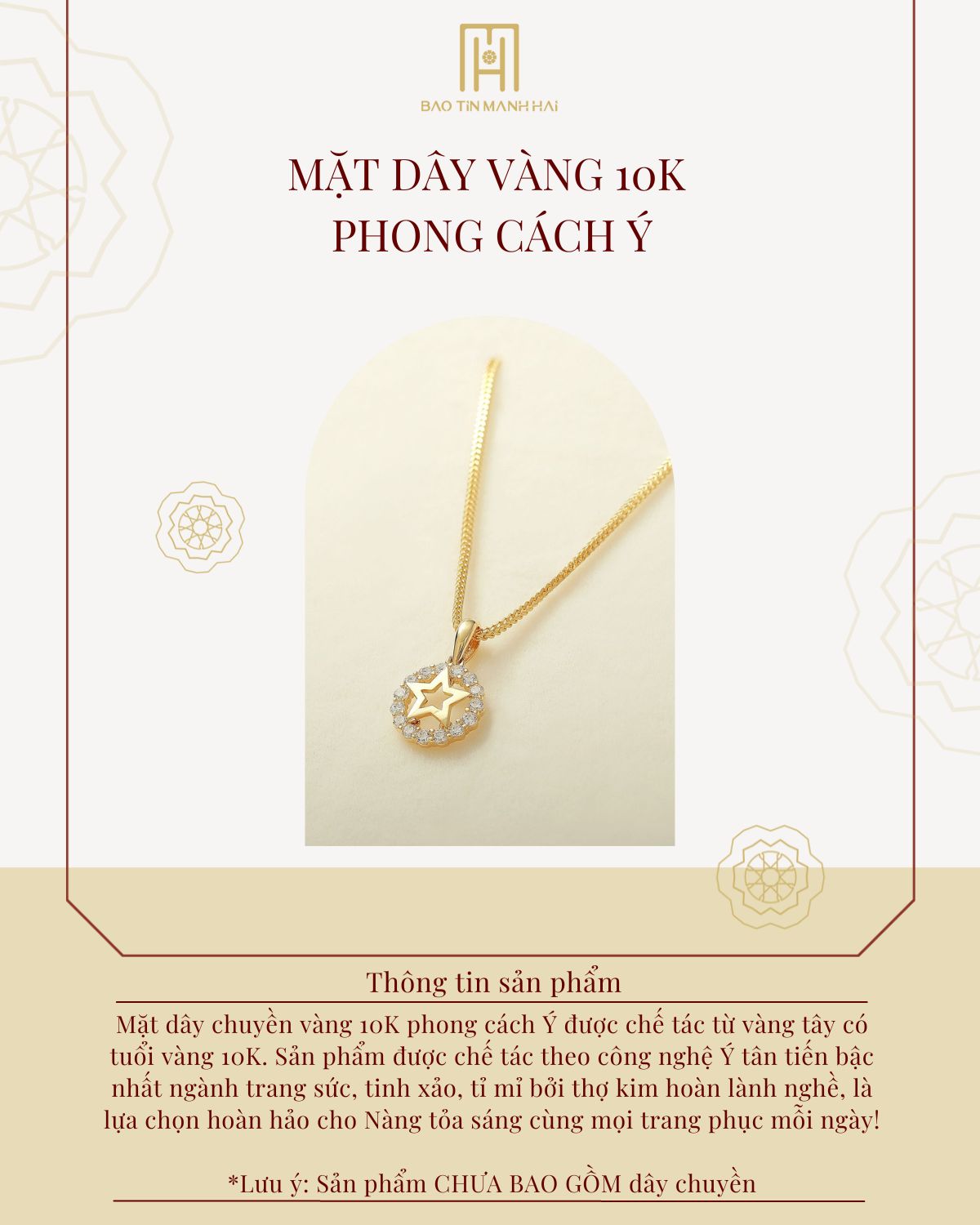 Mô tả Mặt dây chuyền vàng 10K hình ngôi sao nhỏ xinh 1x1cm phong cách Ý Bảo Tín Mạnh Hải PYMAV10KD0-208003 - 1