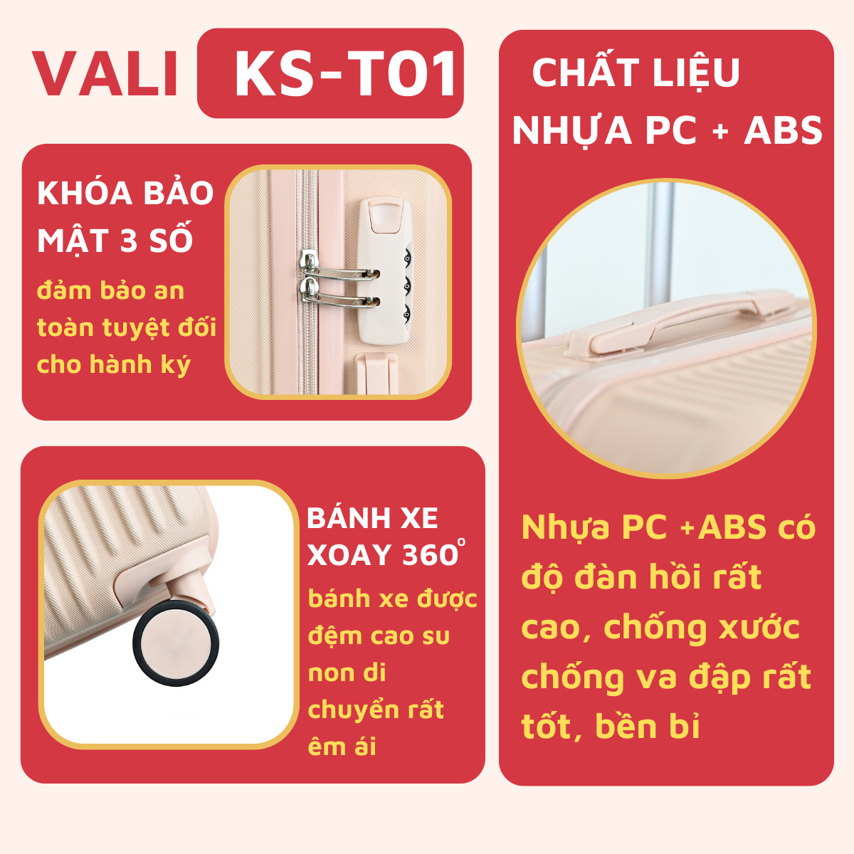 Mô tả Vali kéo du lịch Kingsun KS155/T01 bảo hành 5 năm Size 28inch - 1