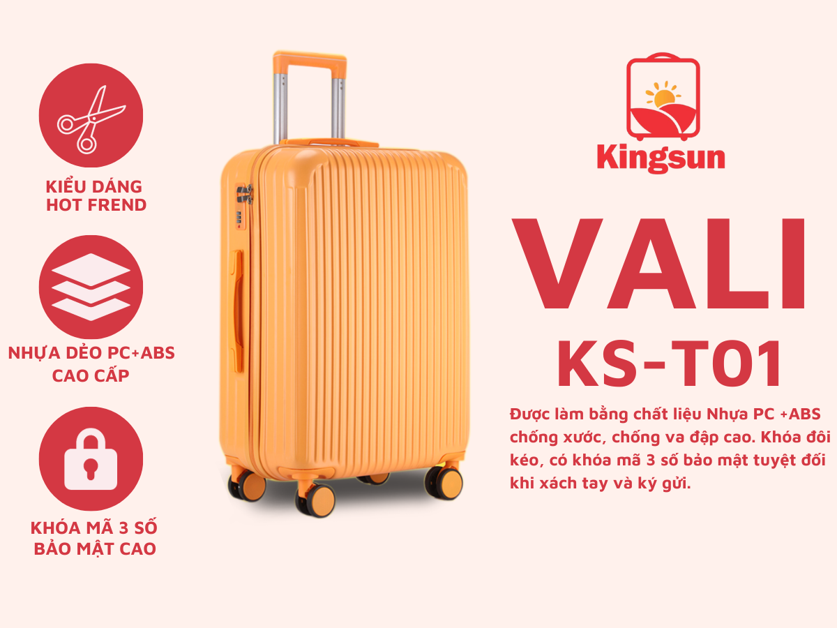 Mô tả Vali kéo du lịch Kingsun KS155/T01 bảo hành 5 năm Size 28inch - 4