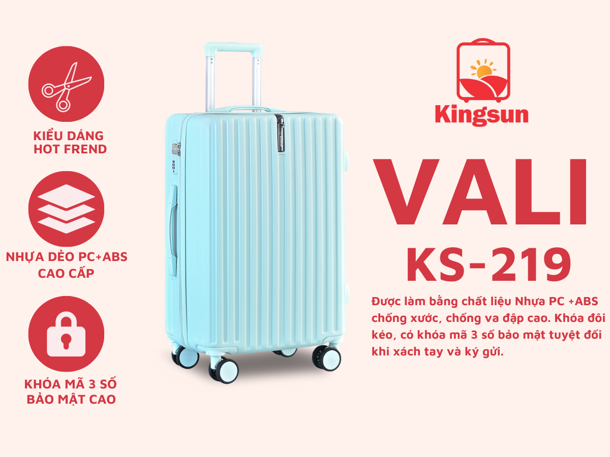 Mô tả Vali kéo du lịch Size 24 Kingsun KS 219, bảo hành 5 năm - 1